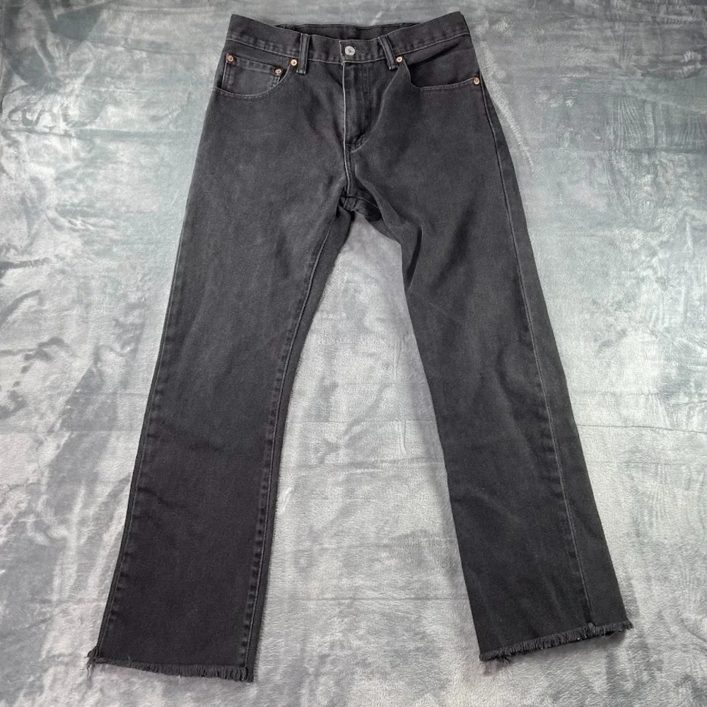 Levis 517 Bootcut Jeans Black 31x34 Fits 31x30 Raw Hem Cut Off Frayed Distressed